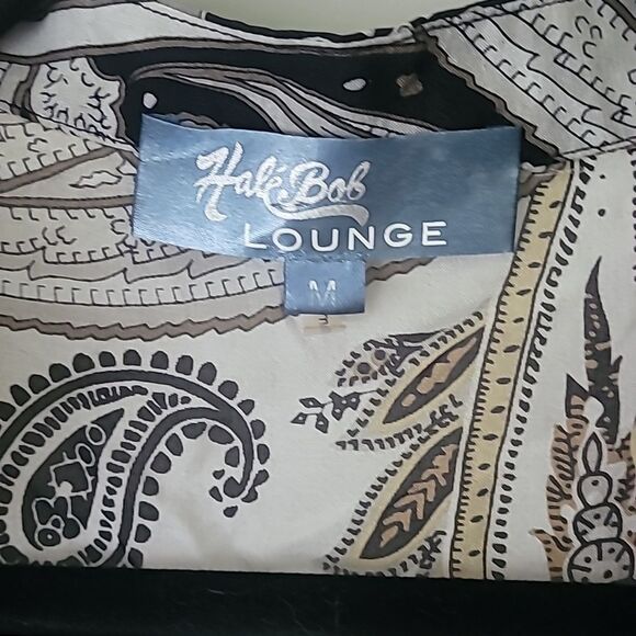 Halé Bob Lounge 100% Silk Sheer Paisley Print Blouse w/ Slit Bell Sleeve Size M - Picture 6 of 7
